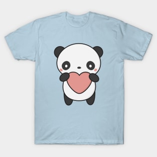 Kawaii Cute Panda With Heart T-Shirt